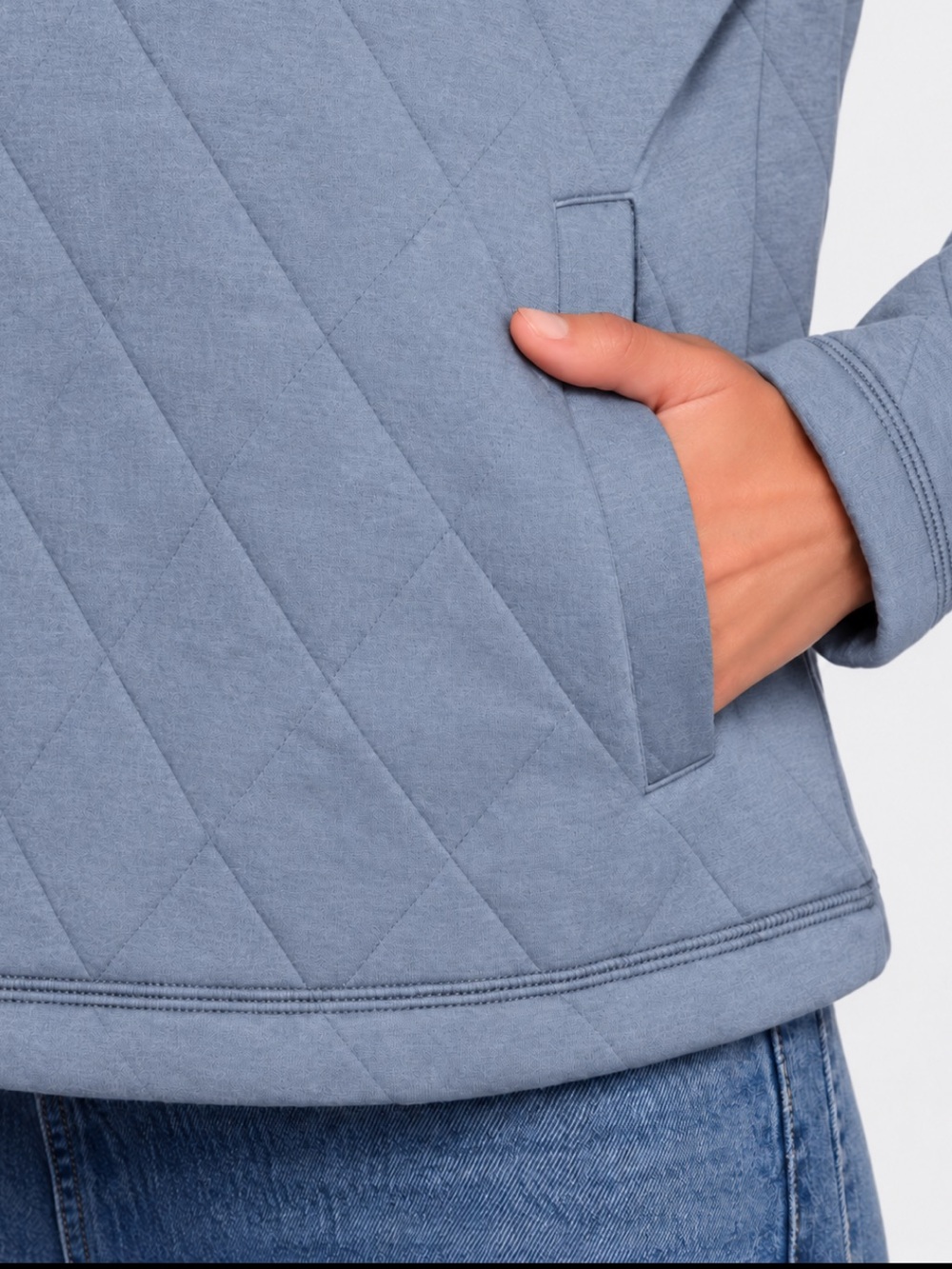 Lands' End Women's Cozy Soft Quilted 5 Snap Pullover Hoodie Kangaroo Pocket π - Picture 5 of 8
